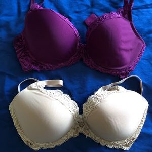 LAST CALL Natori Purple and Cream Lace Bras